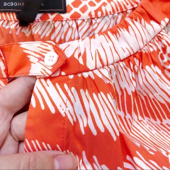 BCBGMaxAzria • orange white sundress drop waist halter neck tribal print summer - Picture 10 of 13